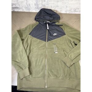 Nike Mens XLGreen/Black Hooded Full Zip Jacket Cotton/Poly Fleece Just Do It EUC